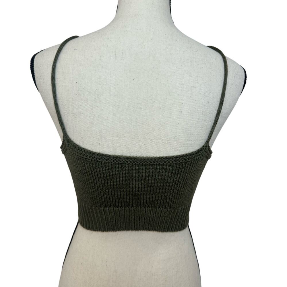 Hand Knit Women's Crop Top Tank Green S/M Soft Stretch Unbranded - Picture 3 of 3